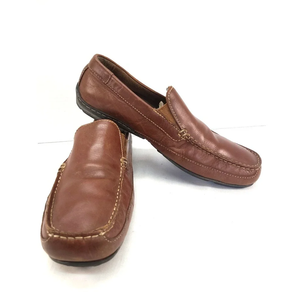 Rockport Mens Leather Loafers Brown Size 10M Slip On